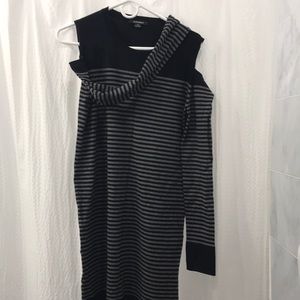 Peek a boo shoulder sweater dress